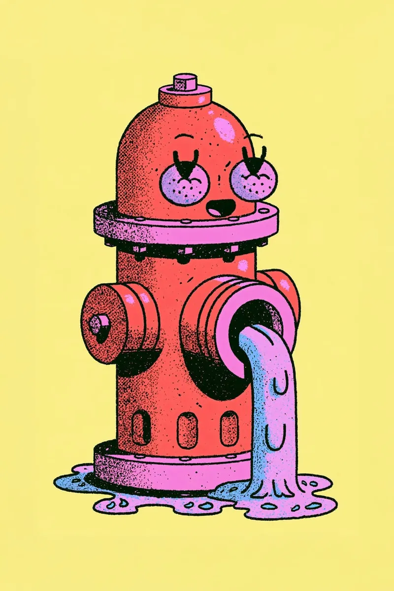 Feuerwehrhydrant mit blauer Zunge
