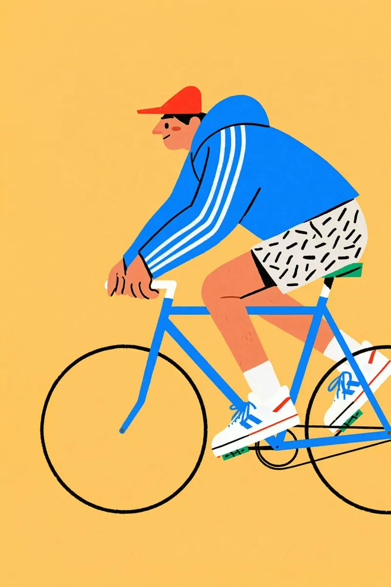 Radfahrer auf blauem Fahrrad