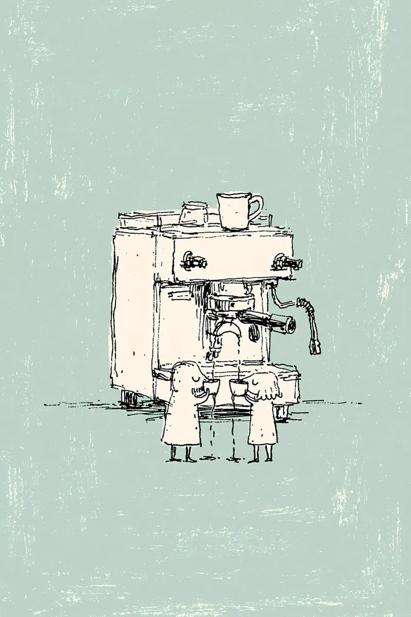 Siebträgermaschine mit kleinen Gestalten