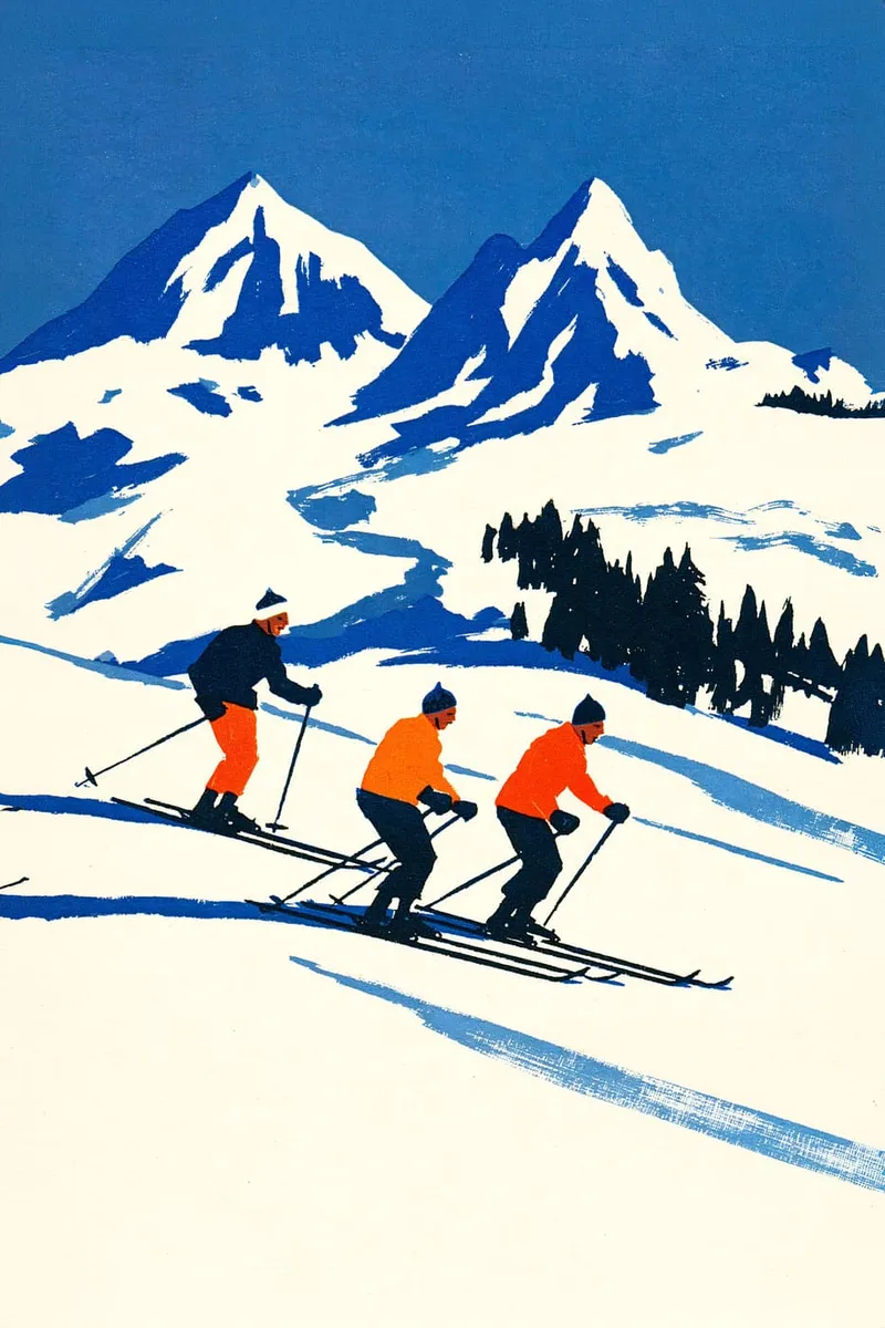 Skifahrer am Berghang